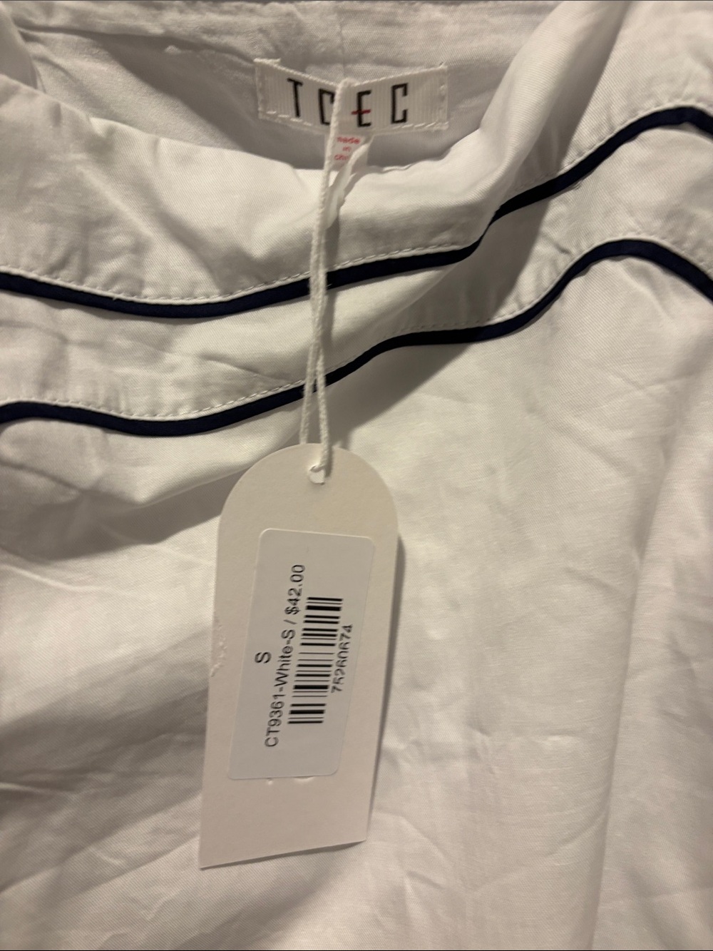 TCEC White Button-Down Shirt with Navy Trim